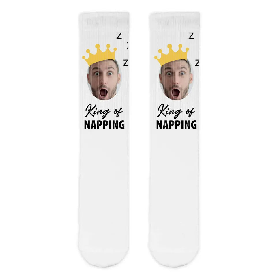 King of Napping Father's Day Personalised Face Sports Socks