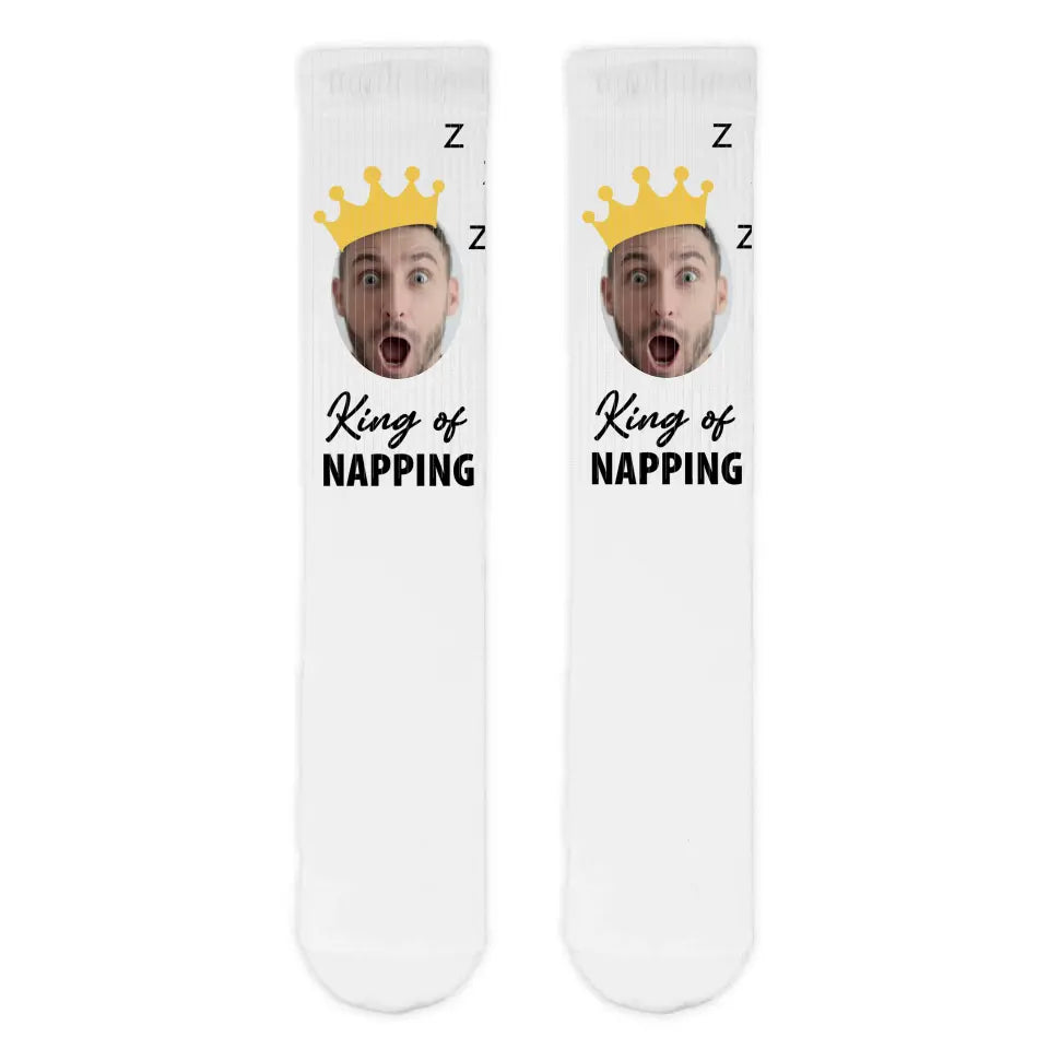 King of Napping Father's Day Personalised Face Sports Socks